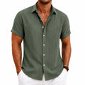 Camicia uomo M in tessuto leggero verde oliva a manica corta