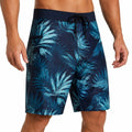 Costume da bagno uomo taglia M blu navy turchese con stampa foglie - pantaloncino mare con coulisse