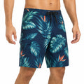 Pantaloncini da bagno uomo L in tessuto blu con stampa tropicale e tasca cargo