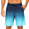 Costume da bagno uomo L in tessuto sintetico blu turchese sfumato a righe con tasche