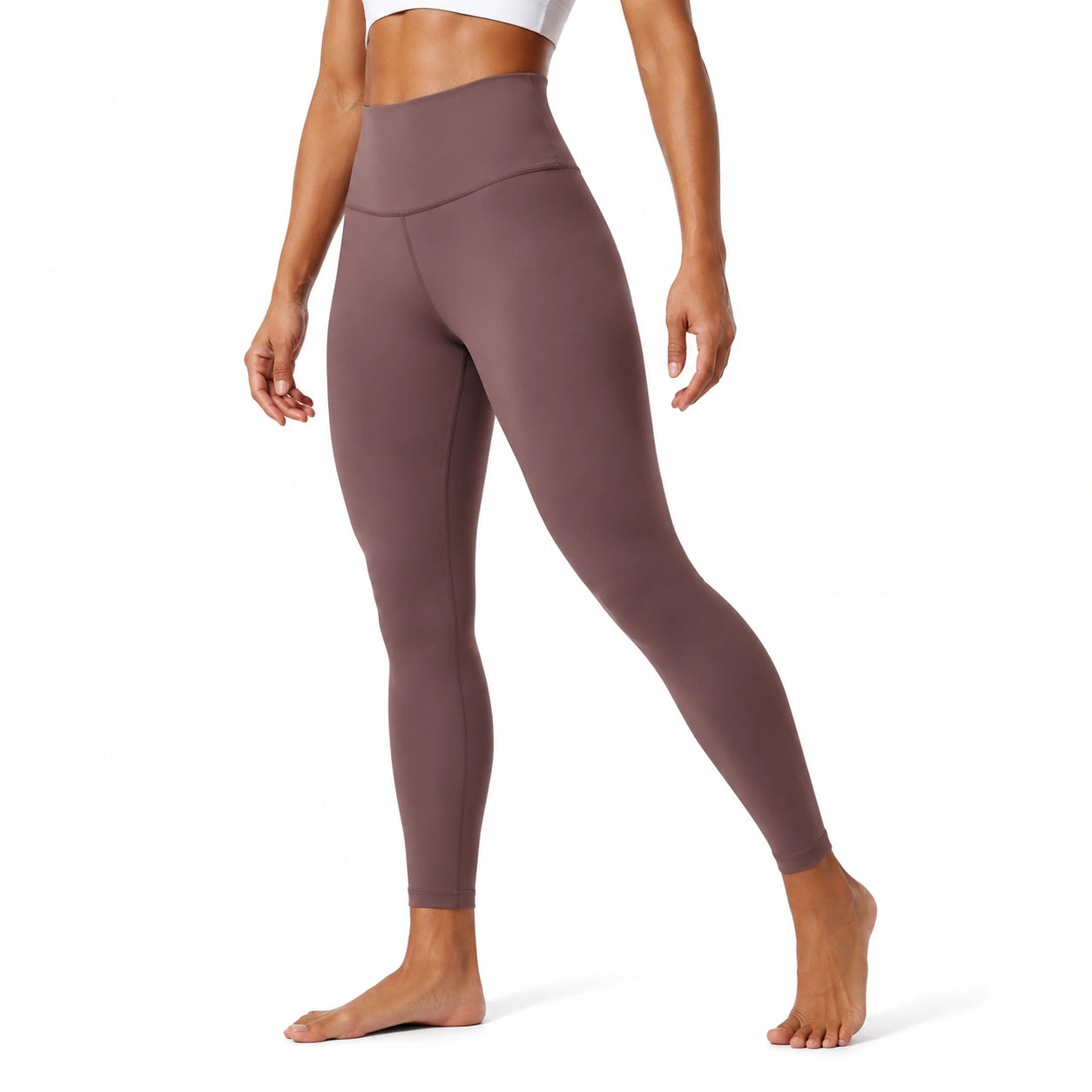 Leggings donna S in tessuto elasticizzato malva a vita alta per yoga e fitness