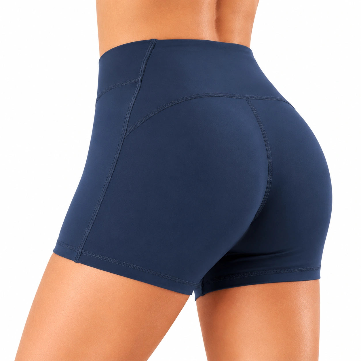 Shorts sportivi donna S in tessuto elasticizzato blu navy a vita alta per allenamento