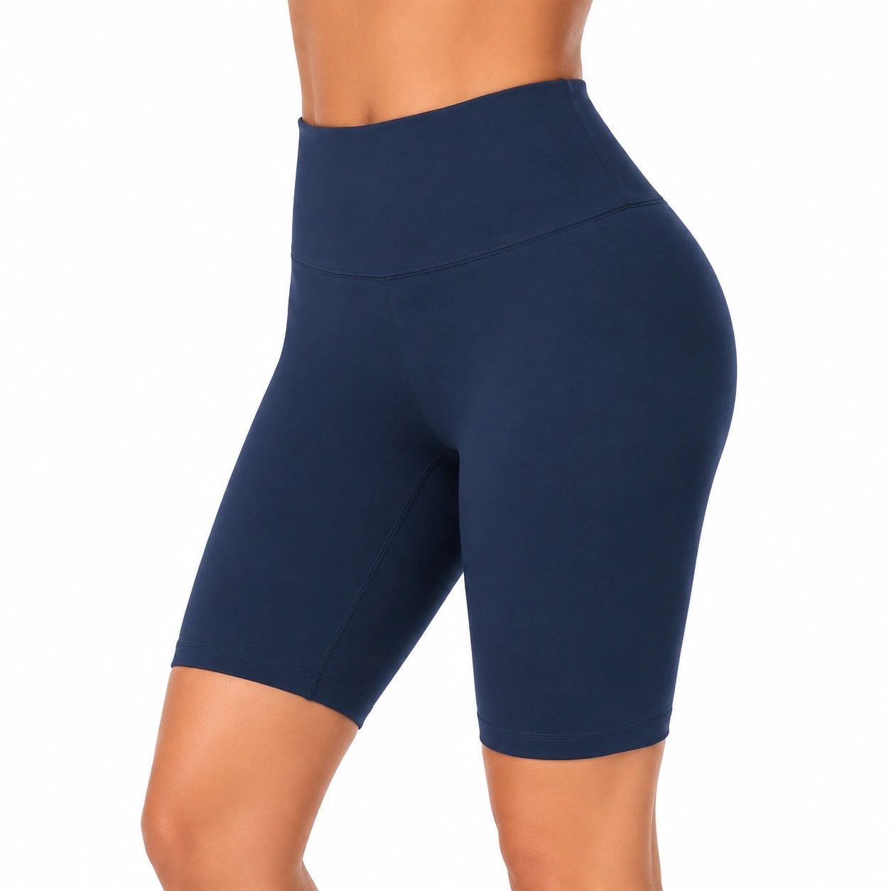 Pantaloncini ciclista donna S blu navy in tessuto elasticizzato a vita alta