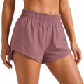 Shorts da donna M in tessuto sintetico rosa malva - vita elastica per sport e tempo libero