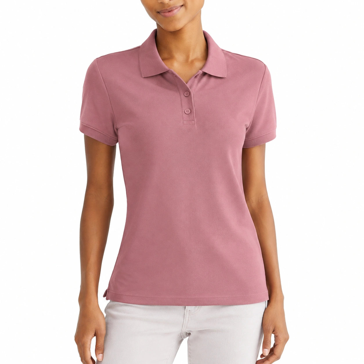Polo donna taglia S in tessuto rosa antico a manica corta stile casual