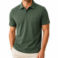 Polo uomo taglia M verde in tessuto a maglia con taschino stile casual