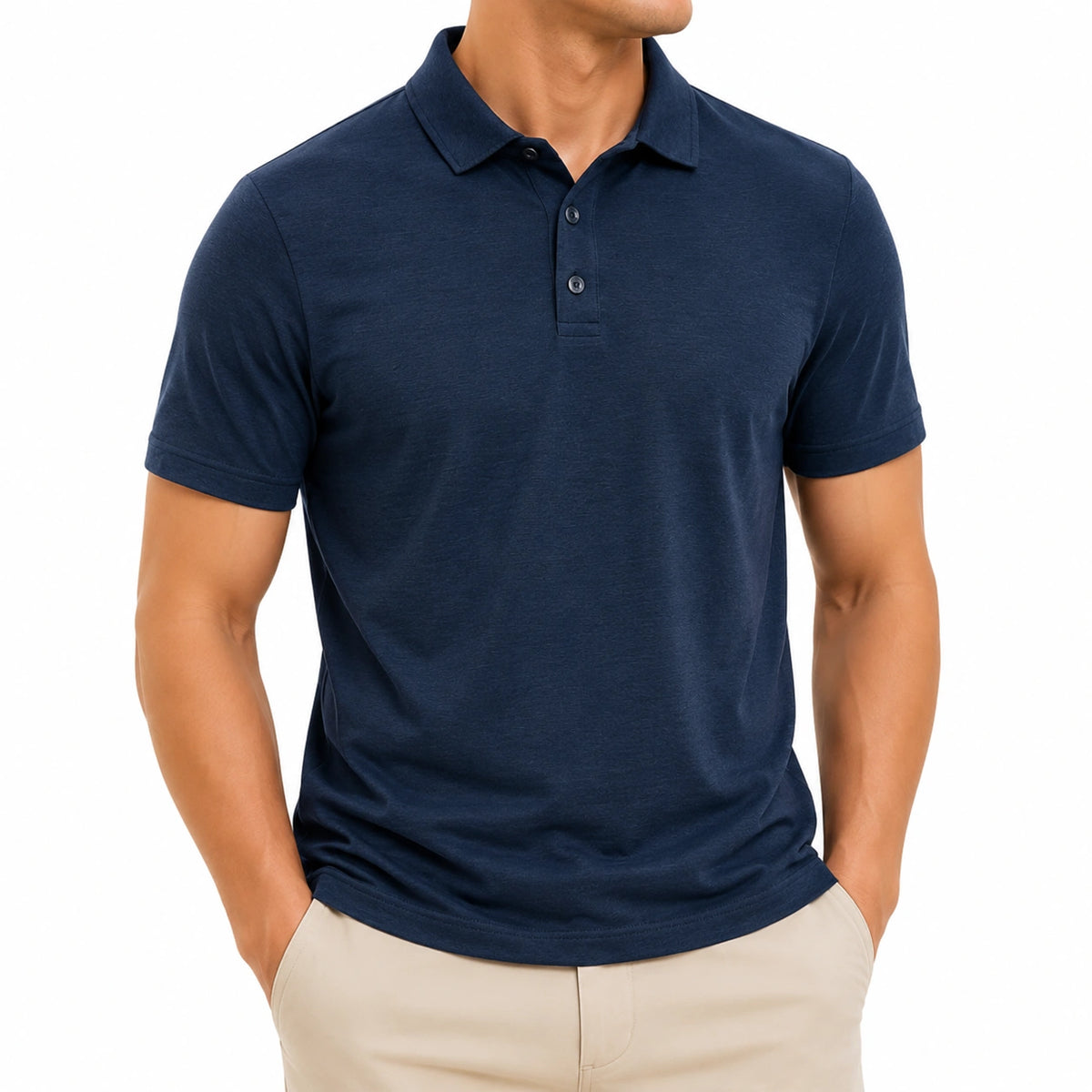 Polo uomo taglia L blu navy in tessuto a maglia - manica corta stile casual