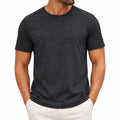 T-shirt uomo L in tessuto nero mélange a maniche corte stile casual